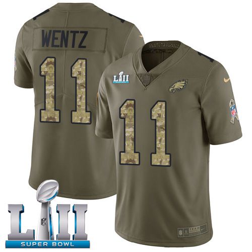 Men Philadelphia Eagles #11 Wentz Green Salute To Service Limited 2018 Super Bowl NFL Jerseys->philadelphia eagles->NFL Jersey